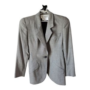 New Vintage Evan Piccone Size 4P Wool One Button Blazer Jacket Black White